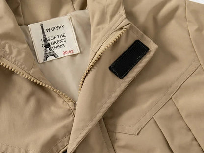 Kids Clothes Windbreaker Coats 2023 Spring Autumn New Boys Trench Jacket Children Windproof Hooded Outerwear 2-6 Years