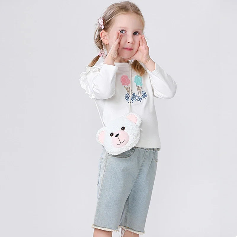 Cartoon Plush Crossbody Bag for Children Cute Animal Bear Coin Wallet Boys and Girls Mini Shoulder Bag Kawaii Plush Purses