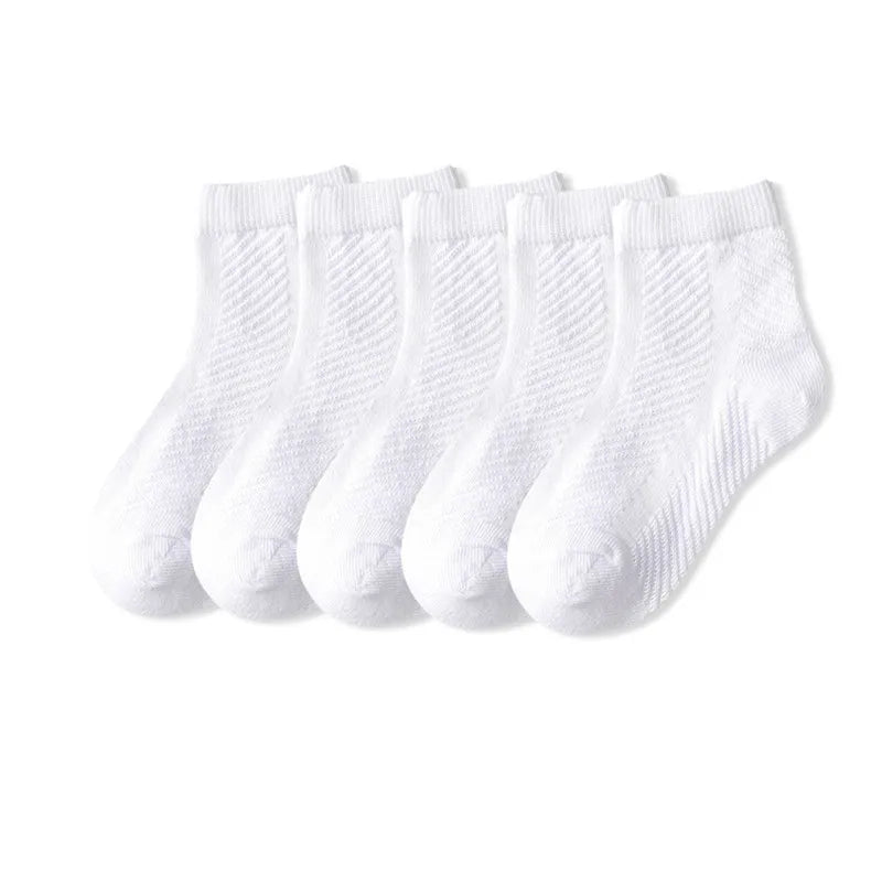 5 Pairs/Lot Children Cotton Socks Boy Girl Baby Fashion Solid Wild Soft Breathable For 1-12 Years Summer Kids Casual Mesh Socks
