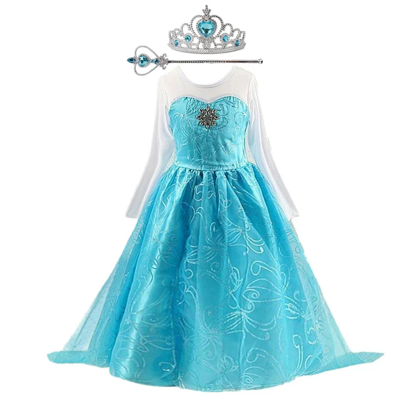 Elsa Dress for Girls 3-10 Yrs Birthday Role Elsa Princess Dress For Kids Halloween Carnival Easter Party Cosplay Girls Costume