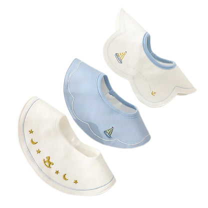 3Pcs Set Japanese Style Infant Toddlers Baby Bibs Cotton Cartoon Embroidery Newborn Burp Cloths Boys Girls Saliva Towel