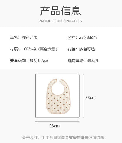 New Gauze U-shaped Baby Bibs Cute 6 Layers Cotton Saliva Towel Newborn Burp Cloths Bandana Scarf for Boy Girl Feeding Drool Bib