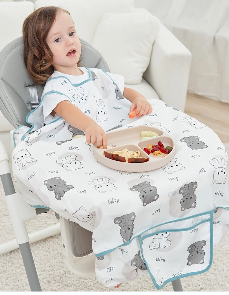 Baby Bibs Baby Coverall Dining Chair One-piece Waterproof Anti-dirty Bib Baby Eating Fedding Bib Apron Kids Feeding Burp Cloth