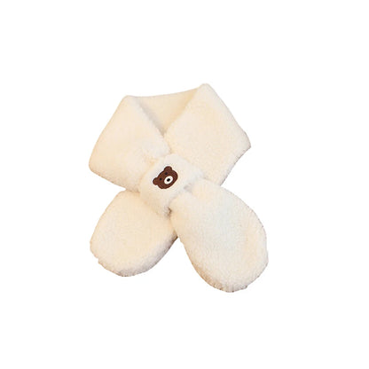 Bear Winter Baby Scarf Gloves Set Faux Lamb Wool Korean Warm Kids Neck Warmer Mittens Children Boys Girls Accessories 2-6Y