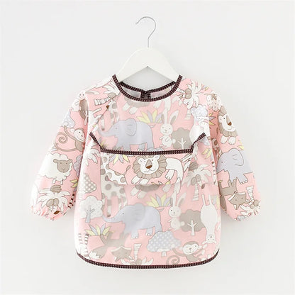Newborn Baby Bibs Blouse Waterproof Long-sleeved Reverse Dressing Infant Eating Clothes Apron Bib Protective Clothing 0-2Years