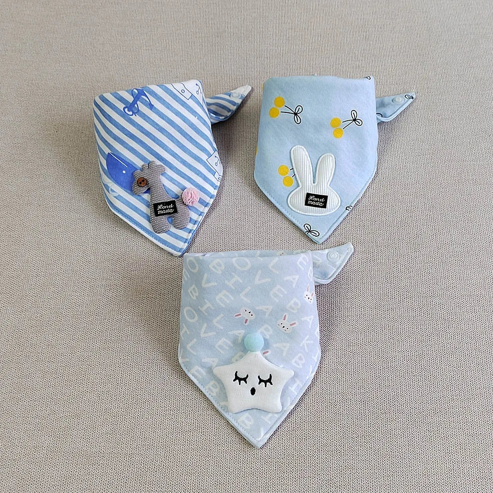 3pcs/lot Special Baby Bibs Boy Girl Bandana Cotton Absorb Bib Burp Cloth Triangle Baby Scarf Burp Newborn Princess Accessories