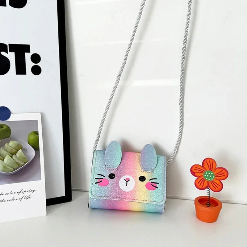 Mini Crossbody Bag for Children Cute Cartoon Cat Baby Girls Shoulder Bags PU Leather Boys Kids Small Coin Purse Handbags Wallet