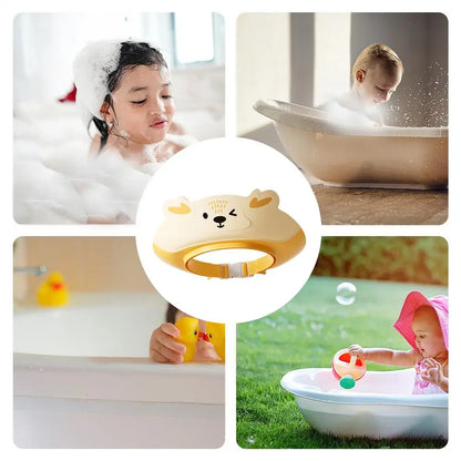 Baby Bathing Hat Adjustable Cartoon Ear Protection Shampooing Visor For Children Kid Showering Supplies For Boys And Girls Hair