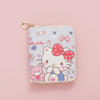 Sanrio Hello Kitty Coin Purse Cute Cartoon Short Wallet Cartoon Student Mini Zipper Ladies Practical Fashion Kawaii Coin Purse