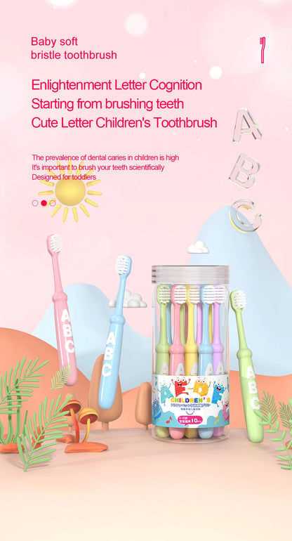4/10 pcs Children's soft bristled toothbrush, cleaning and protecting gums, suitable for babies aged 6-12 years old