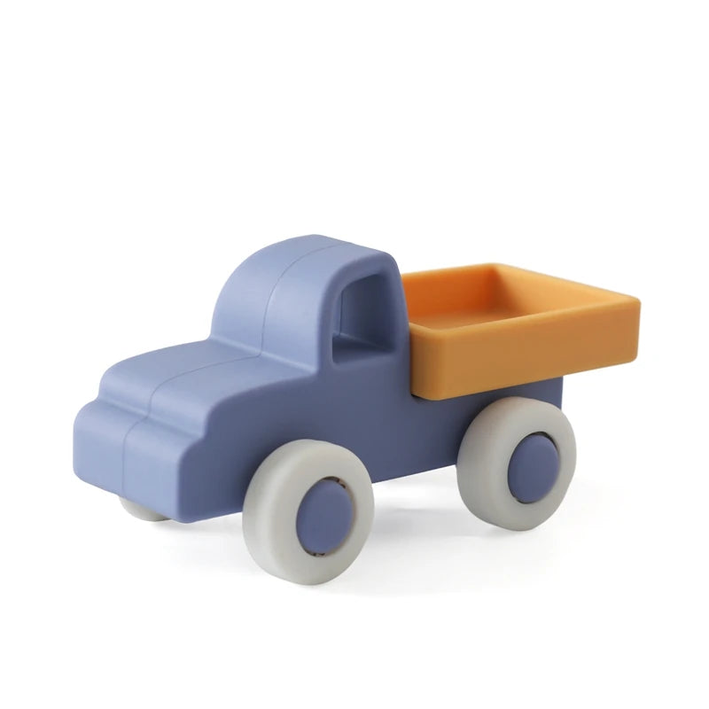 Montessori Baby Silicone Car Toys 0 12 Months Newborn Baby Things Silicone Baby Teether Toy Car  Educational Toy Silicone Blocks