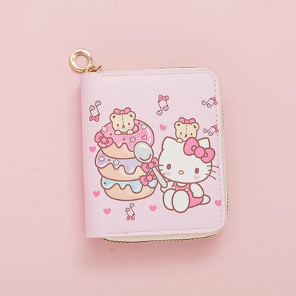 Sanrio Hello Kitty Coin Purse Cute Cartoon Short Wallet Cartoon Student Mini Zipper Ladies Practical Fashion Kawaii Coin Purse