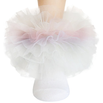 Girls Ruffle Socks Large Ruffled Edge Lace Trimmed Cotton Socks Small/Large Child