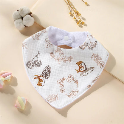 New Baby Cartoon Animal Triangle Bib Pure Cotton Waterproof Boy Girl Kid Printed Saliva Towel Newborn Infant Anti Spitting Cloth