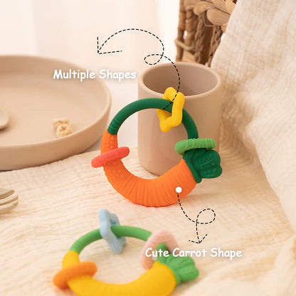 Food Grade Baby Silicone Teethers BPA Free Cartoon Carrot Infant Teething Chew Toys for Boys Girls Shower Gift Baby Accessories