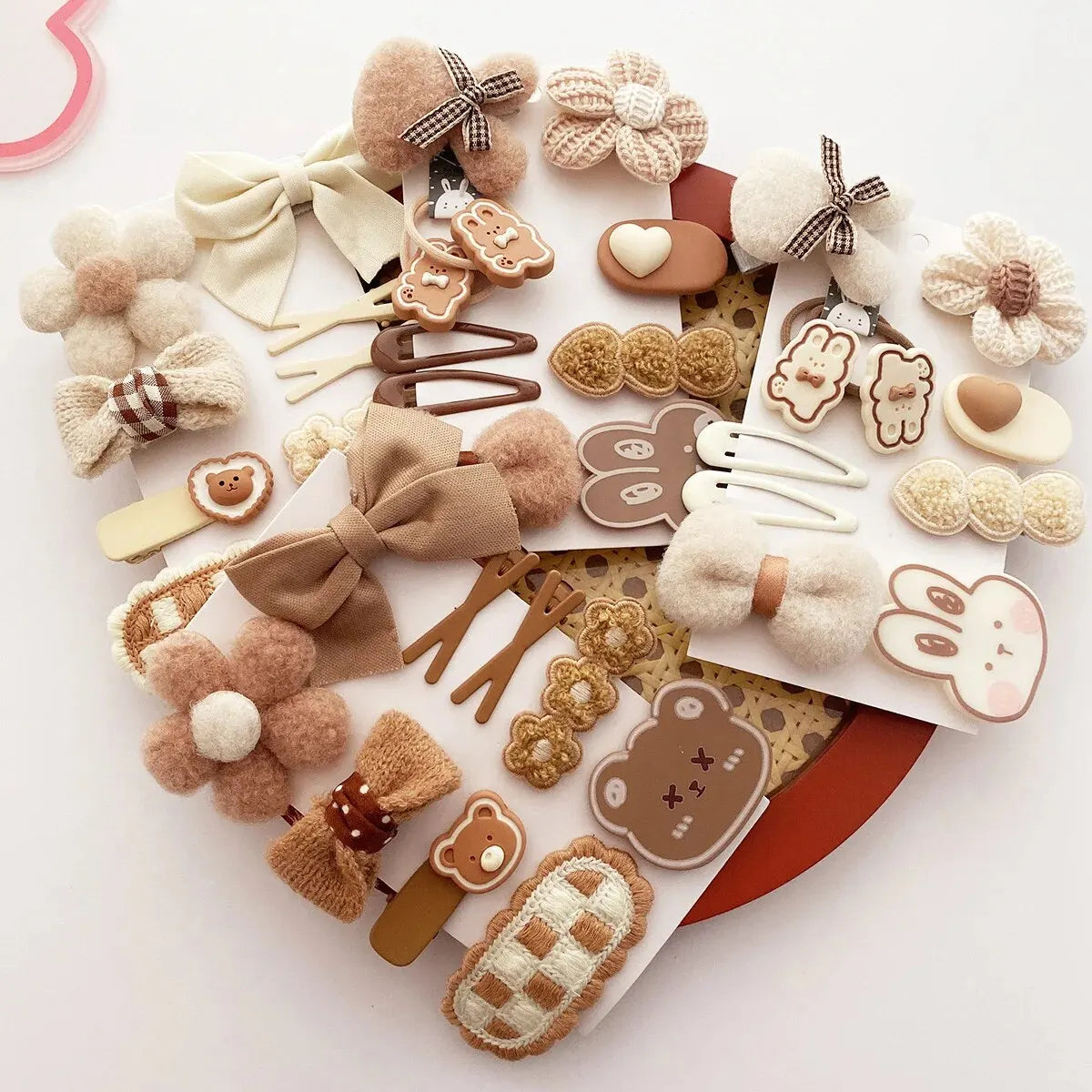 9pcs Cute Cartoon Plush Hair Clips Hair Ties Set Decorative Hair Accessories Holiday Gift For Girls