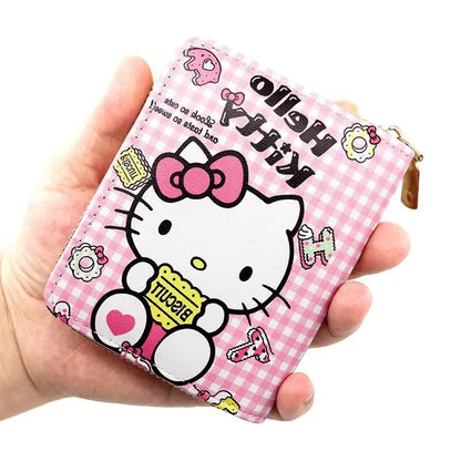 Children's Kawaii Cartoon Hello Kitty Coin Wallet Cute Cartoon Folding PU Leather Bag Girl Zero Wallet Female Walle Gifts