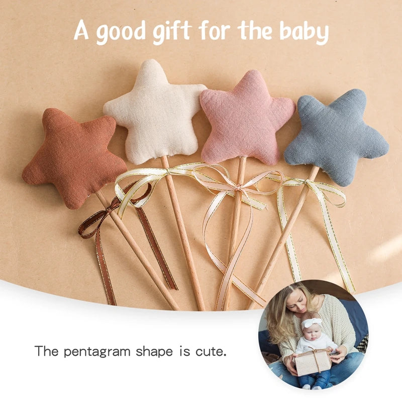 1PC Baby Rattle Toy Beech Wooden Star Wooden Magic Wand Wood Teething Rodent Nursing Accessories Montessori Toys Play Gym Toy