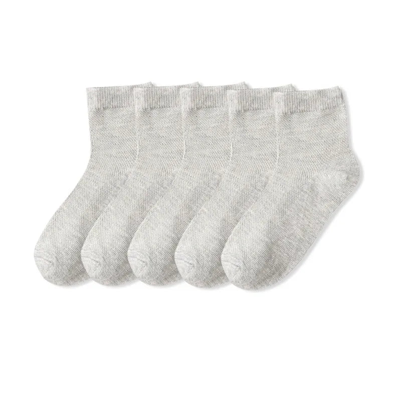 5 Pairs/Lot Children Cotton Socks Boy Girl Baby Fashion Solid Wild Soft Breathable For 1-12 Years Summer Kids Casual Mesh Socks