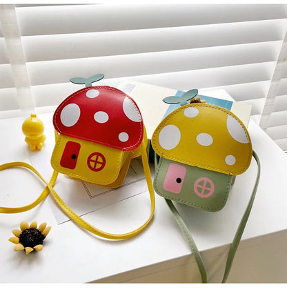 New Kids Messenger Bag Cute Cartoon Mushroom House Styling Coin Purse for Baby Girls Fashion Princess Shoulder Bag Girls Gifts