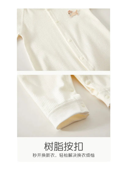 AYNIGIELL Baby Jumpsuit Spring and Autumn Sleepwear Pure Cotton Newborn Clothes 0-18 Months Newborn Boys and Girls Jumpsuit