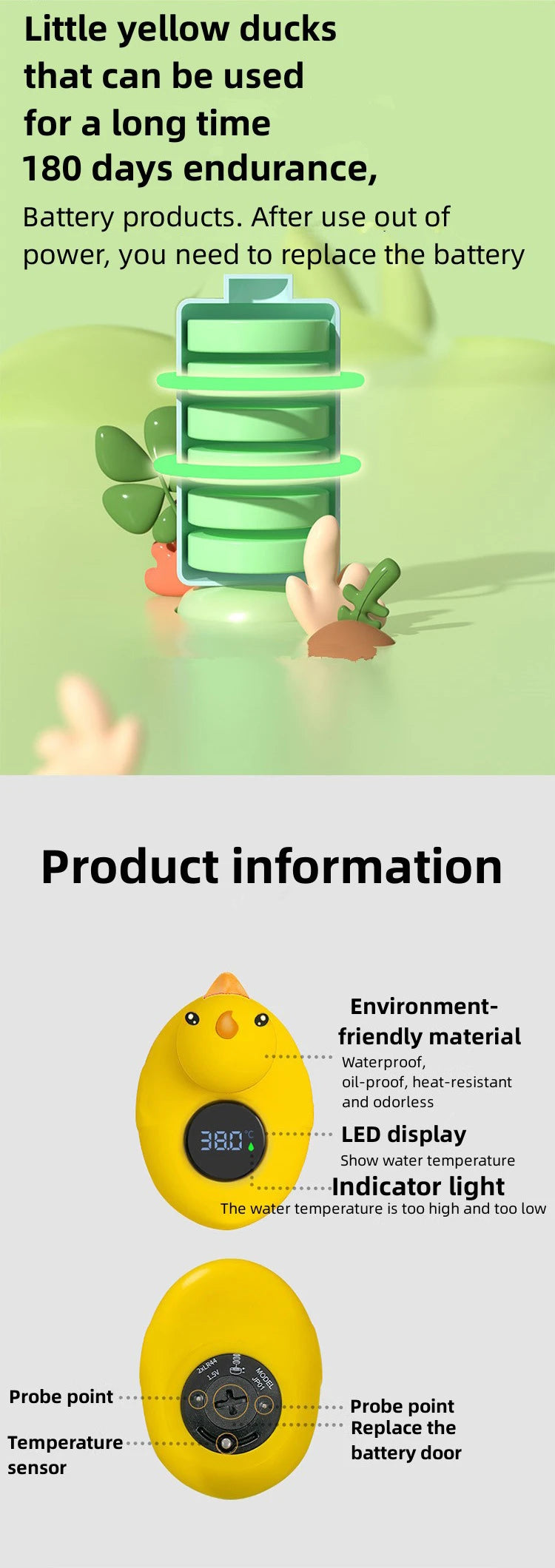 Little Yellow Duck Thermometer Baby Bathtub Shower Water Thermometer Baby Safe Temperature Sensor Floating Waterproof Baby