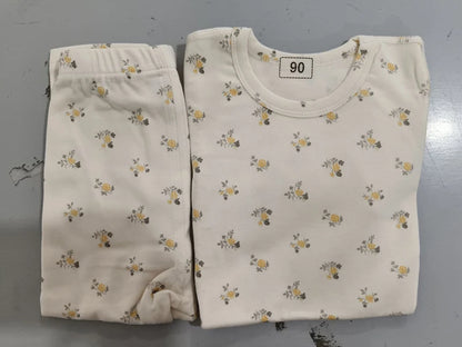 Kids Pajama Set Pure Cotton Cartoon Floral Boys Sleepwear Girls Loungewear Suit Children Sleep Set 1-6Y