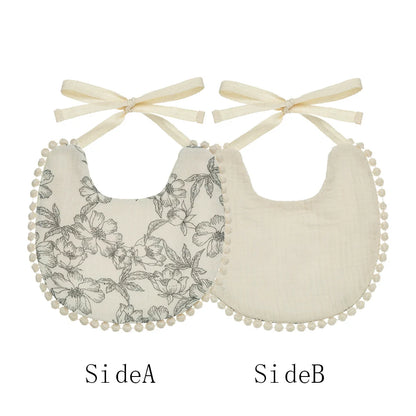 Muslin Cotton Baby Boys Girls Bibs Double Side Flower Rainbow Print Saliva Towel Infant Feeding Burp Cloth Kids Adjustable Scarf