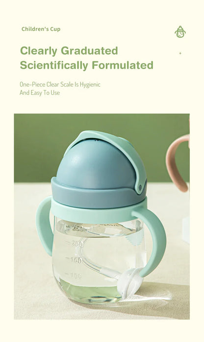 250ml Baby Feeding Cup with Straw Children Learn Feeding Drinking Bottle Animal Design Kids Training Cup with Straw BPA Free
