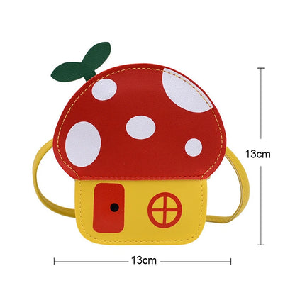 New Kids Messenger Bag Cute Cartoon Mushroom House Styling Coin Purse for Baby Girls Fashion Princess Shoulder Bag Girls Gifts