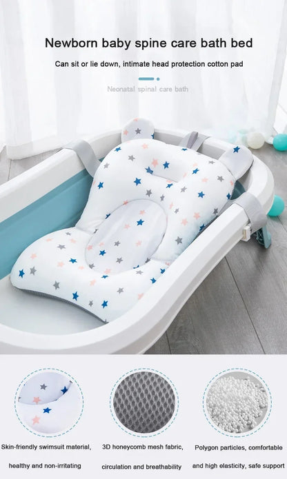 Ajustable Bath Tub Shower Cushion Newborn Support Seat Mat Baby Bath Seat Floating Water Pad Portable Foldable Baby Bathtub Pad