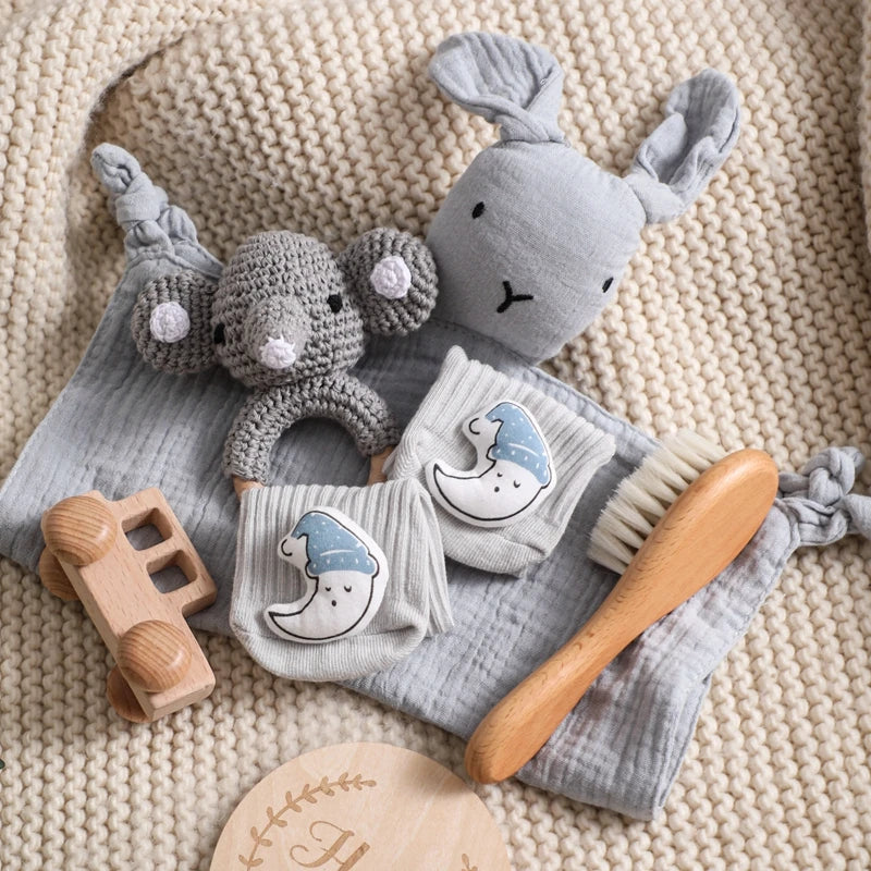 Baby drool Towel Toy Set Milestone Cards Accessories Photography Props Monthly Growth Commemoration Babies Photos Birth Gift Set