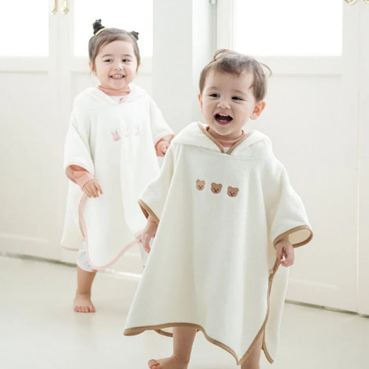 Baby Bath Towel Hooded Soft Coral Velvet Child Bathrobe Cute Cartoon Animal Warm Toddler Sleeping Swaddle Wrap Towel Blanket