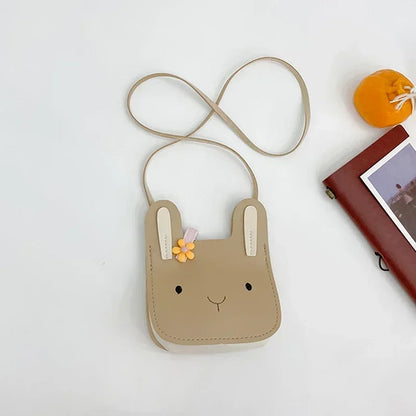New Cartoon Animal Kids Mini Bags PU Leather Shoulder Bag Cute Bunny Bag for Children Soft Bunny Kids Toddler Girls Boy Purse