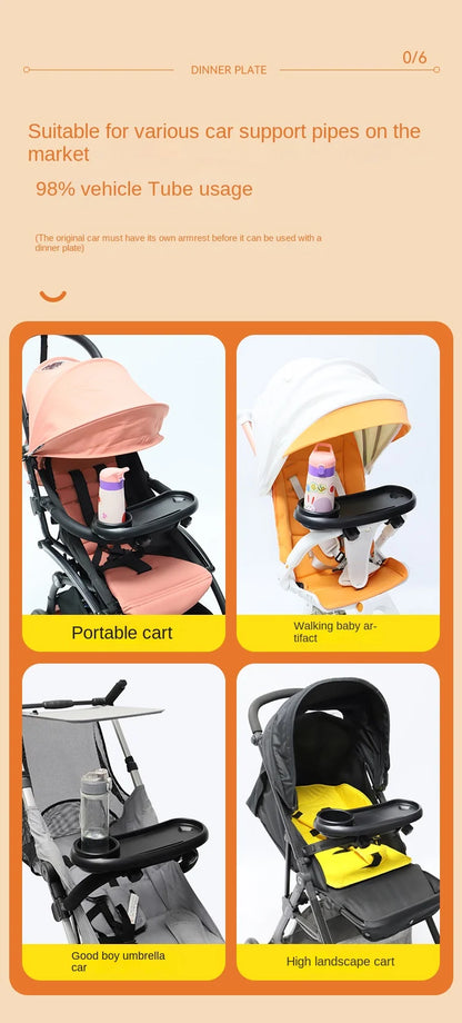 3 In 1 Baby Stroller Dinner Table Tray Phone Stand Plate Accessories Supplies for Toddler Infant Girl Boy Milk Bottle Cup Holder