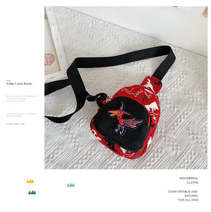 Kids Waist Bags Cartoon Dinosaur Print Outdoor Travel High Capacity Crossbody Zipper Bag Girl Boy Gift Children Chest Pouch Pack
