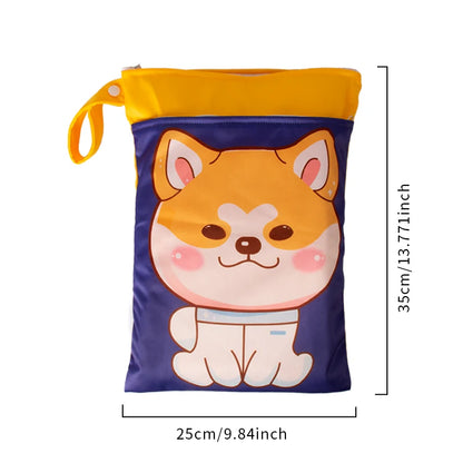 Babyshow 1PC Washable Wet Dry Bag Wetbag for Baby Diapers Nappies Waterproof Reusable Diaper Bag with Two Zippers 25cmx35cm