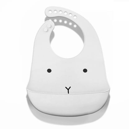 Cartoon Waterproof Soft Silicone Baby Bibs Adjustable Toddler Feeding Food Catcher Roll up Pocket Feeding Stuff Apron