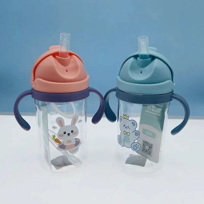 350ml Baby Bottles Drinking Cup Feeding Bottle with Straw Gravity Ball Wide-Caliber Kids Drinking Milk Water Dual-Use Bottle