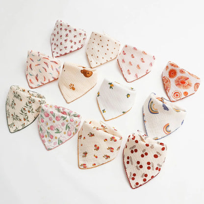 Baby Cotton Bibs Triangle Soft Lace Burp Cloth Saliva Towel Apron Bandana Scarf for Boys Girls Feeding Drool Bib Korean Style