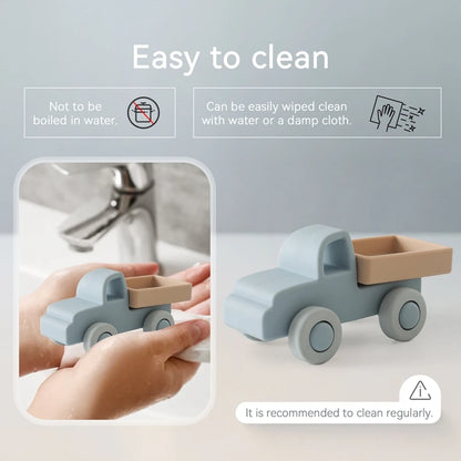 Montessori Baby Silicone Car Toys 0 12 Months Newborn Baby Things Silicone Baby Teether Toy Car  Educational Toy Silicone Blocks