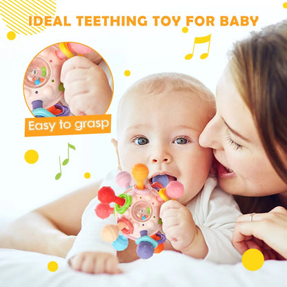 Montessori Baby Teething Toys Sensory Chew Teething Ball Rattle Grasping Activities Babies Toys for 0-18 Months Girls Boys Gifts