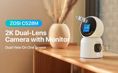 ZOSI 6MP 4MP Dual-Lens Indoor Security IP Camera Two-Way Video 2.4G/5G WiFi C528 360° Views Pan/Tilt Home Baby/Pet Dog Monitor