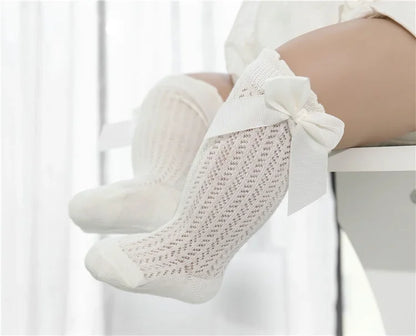 1/3Pairs Baby Girl Socks Toddler Big Bow Cotton Summer Mesh Infant Knee Socks Newborn Long Princess Socks For Girls 0-24Month
