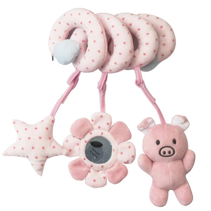 Car Seat Toys for Babies Rattle Mirror Crinkle Squeaky Carseat Stroller Toys 0-6 Months Developmental Newborn Baby Girl Gifts