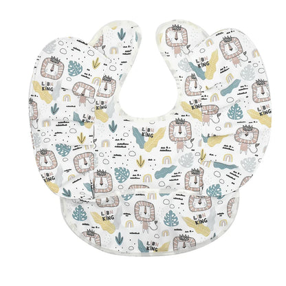INS Nordic Style Baby Bibs Waterproof Short Sleeve with Pocket Feeding Waterproof Bib Easy Clean Cute Elephant Bibs Soft PU