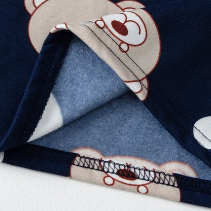 2-piece 2024 new autumn children's cute bear long-sleeved trousers suit boy leisure and comfortable home cover girl Joker pajama