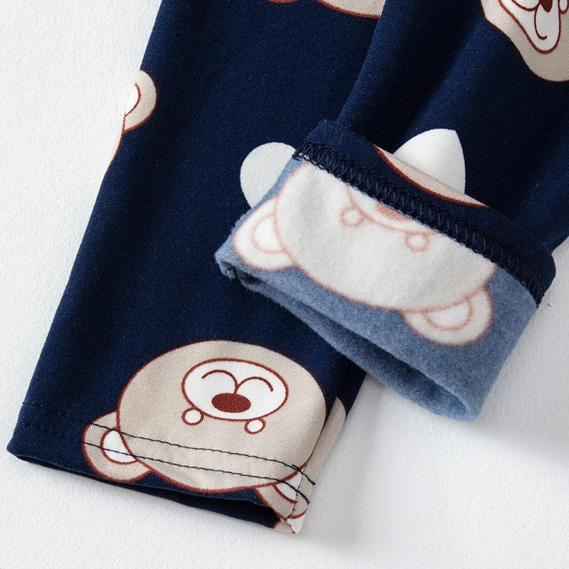 2-piece 2024 new autumn children's cute bear long-sleeved trousers suit boy leisure and comfortable home cover girl Joker pajama