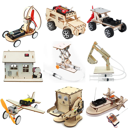 Kids DIY Science Toy Educational Scientific Experiment Puzzle Toys 3D Assemble Car Boat Model Physics School STEM Projects Kit