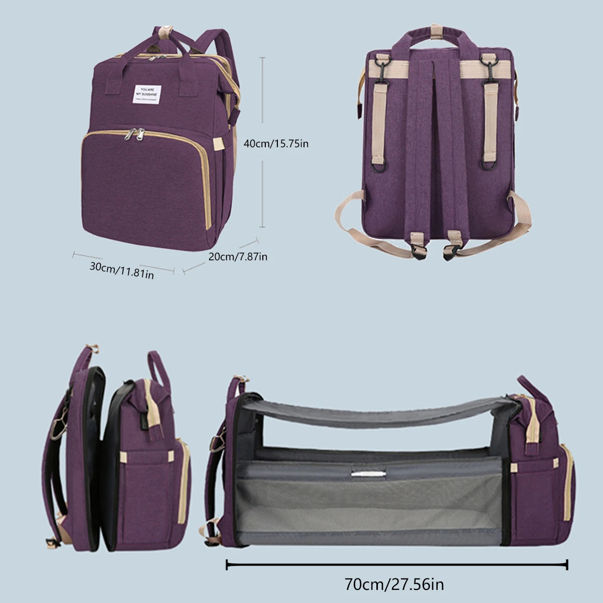 Folding mommy bag lightweight portable folding crib bed large-capacity baby backpack female mommy outting bag mummy bag